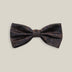 Dark brown silk bow tie with a subtle woven paisley pattern, front view