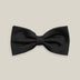 Black pre-tied bow tie with a finely textured woven silk finish