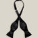 Untied black silk satin bow tie with classic butterfly-shaped ends