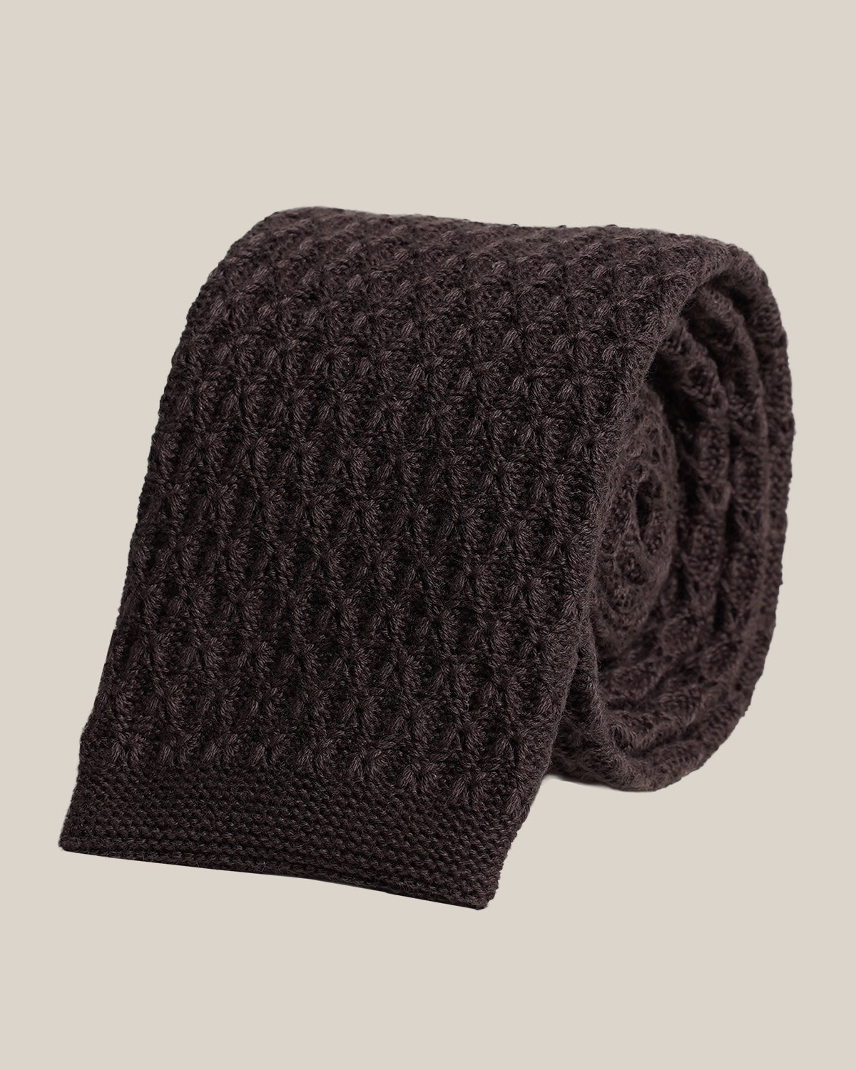 Brown Knitted Cotton Tie rolled