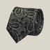 Dark green paisley 100% silk tie by Stockholm Kravatt, rolled detail view