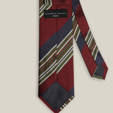 Back detail of striped silk tie with Stockholm Kravatt label and keeper loop