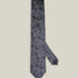 Navy woven silk tie with an intricate all-over silver paisley pattern