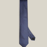 Full view of blue Oxford silk tie with subtle woven texture
