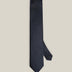 Full view of navy blue Oxford silk tie with subtle woven texture