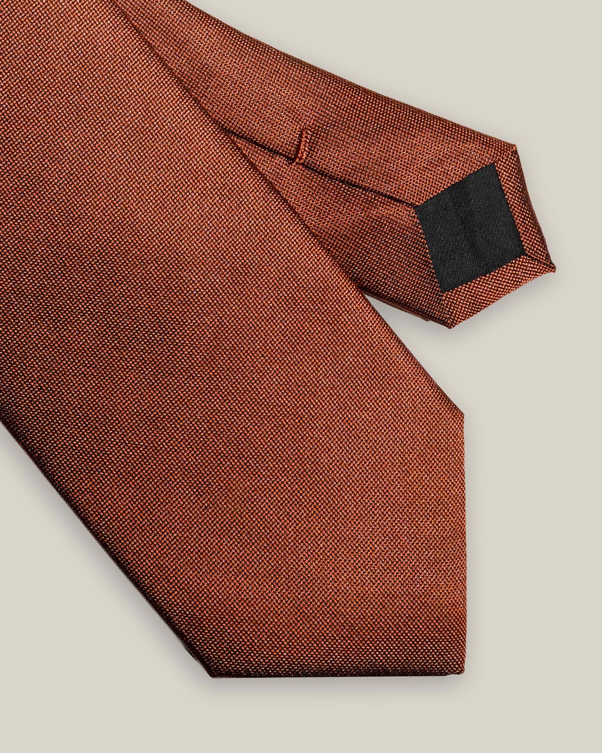 Stockholm Kravatt rust-coloured pure silk tie with a subtle Oxford texture