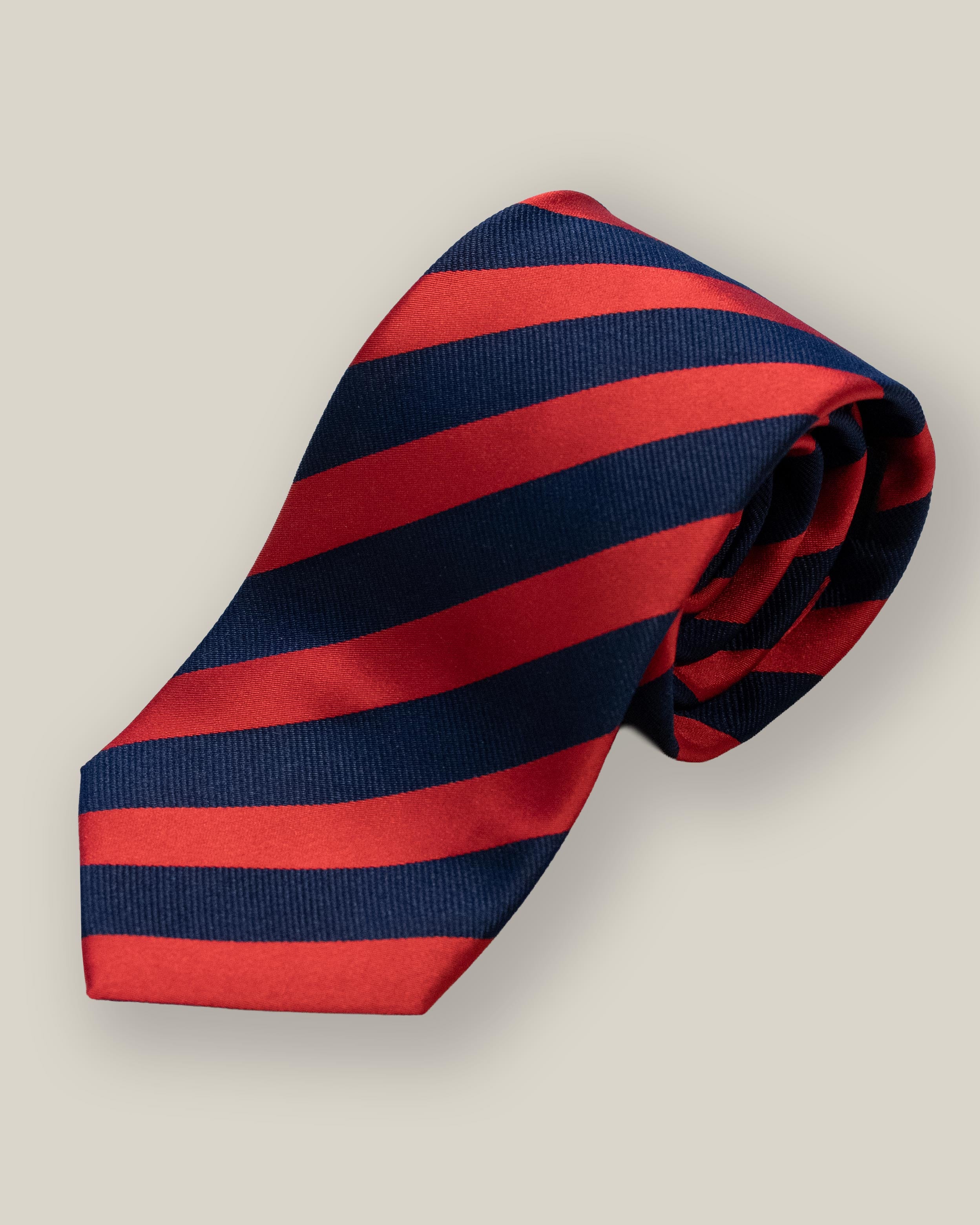 Navy & Red Regimental Striped Silk Tie
