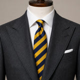 Navy & Yellow Regimental Striped Silk Tie