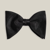 Monte Carlo black silk bow tie by Stockholm Kravatt, flat lay