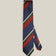 Navy Club Stripe Silk Tie — detail view with Stockholm Kravatt label