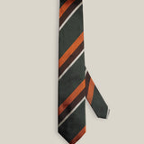 Forest Green Club Stripe Silk Tie — full length view