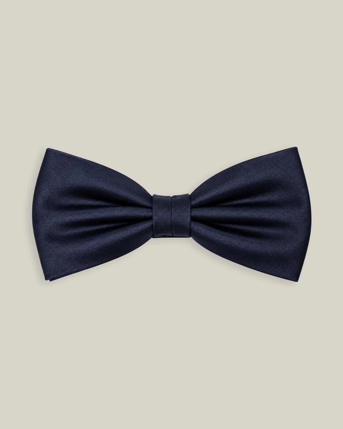 Navy blue silk satin pre-tied bow tie by Stockholm Kravatt