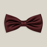 Burgundy silk satin pre-tied bow tie by Stockholm Kravatt
